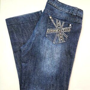 Ladies JZ Premium Denim Sz 15 Embellished/Embroidered Dark Wash Jeans Bootcut Fl